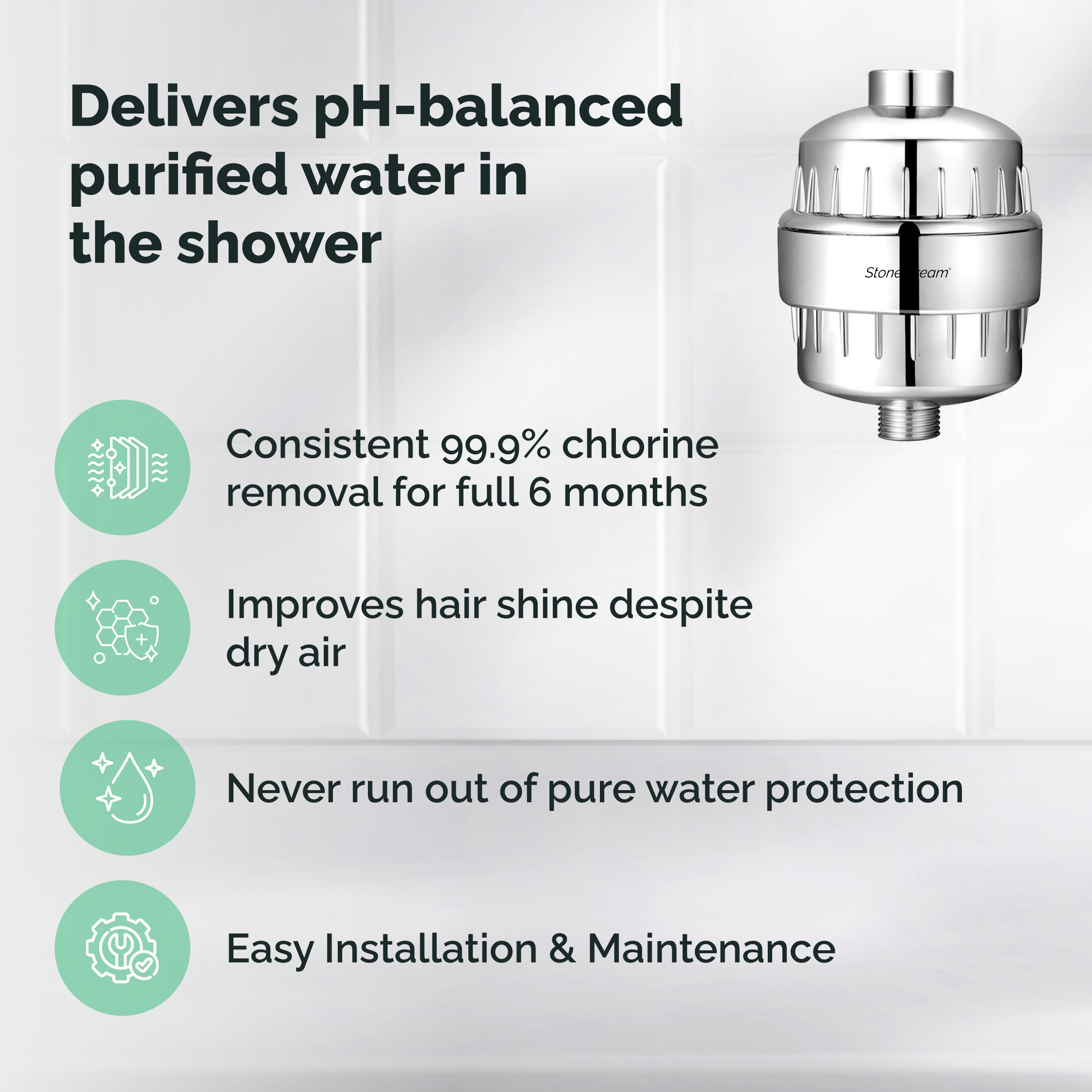 Filtro de chuveiro de água dura