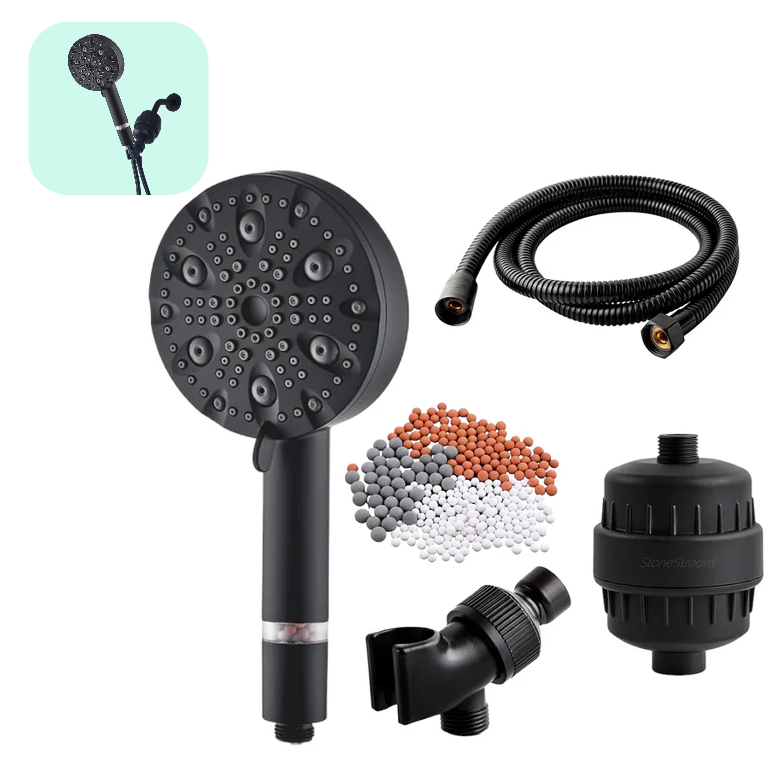 Cabeça de chuveiro de alta pressão Ecolux 9 Mode (filtrada)