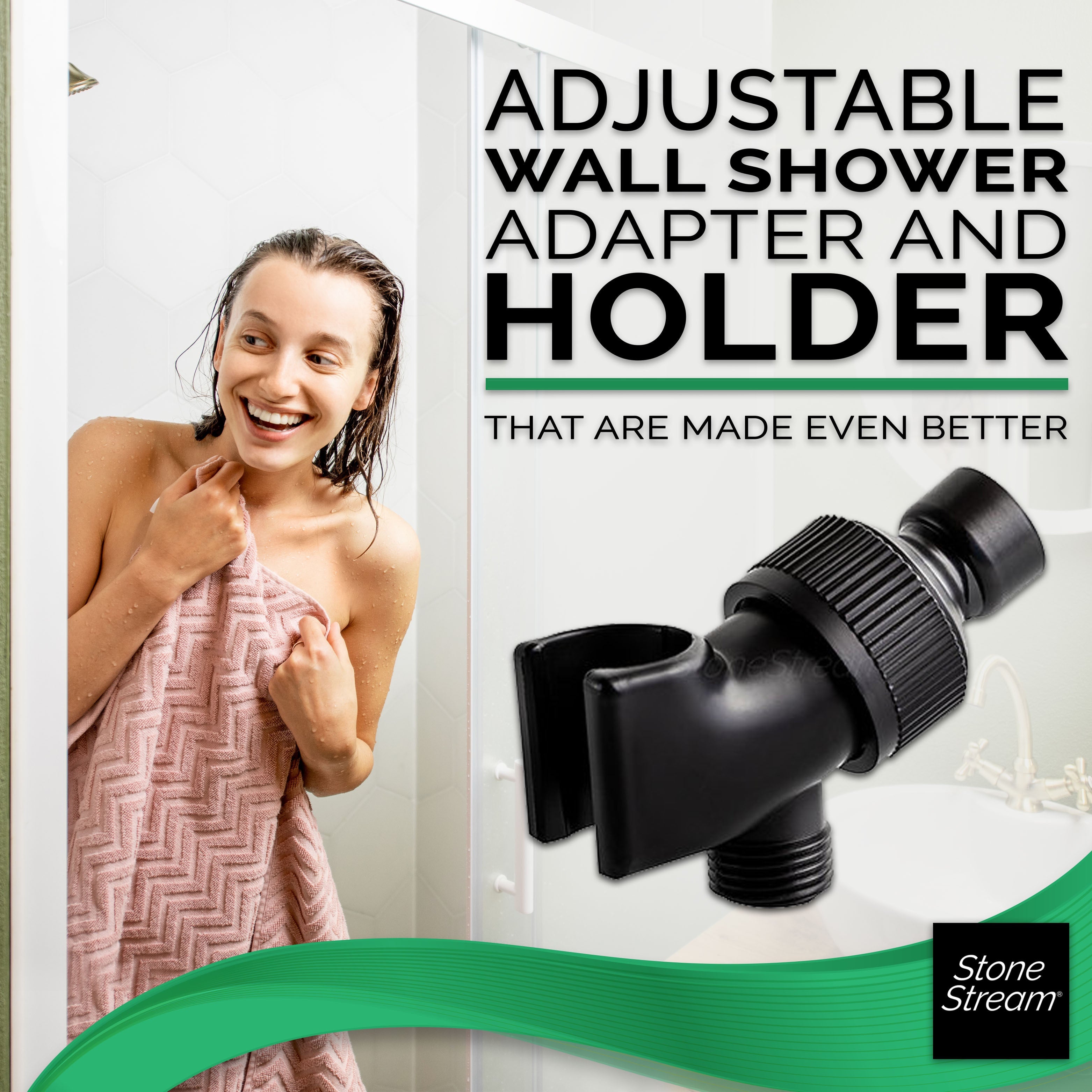 Adaptador de chuveiro para chuveiros de mão - preto