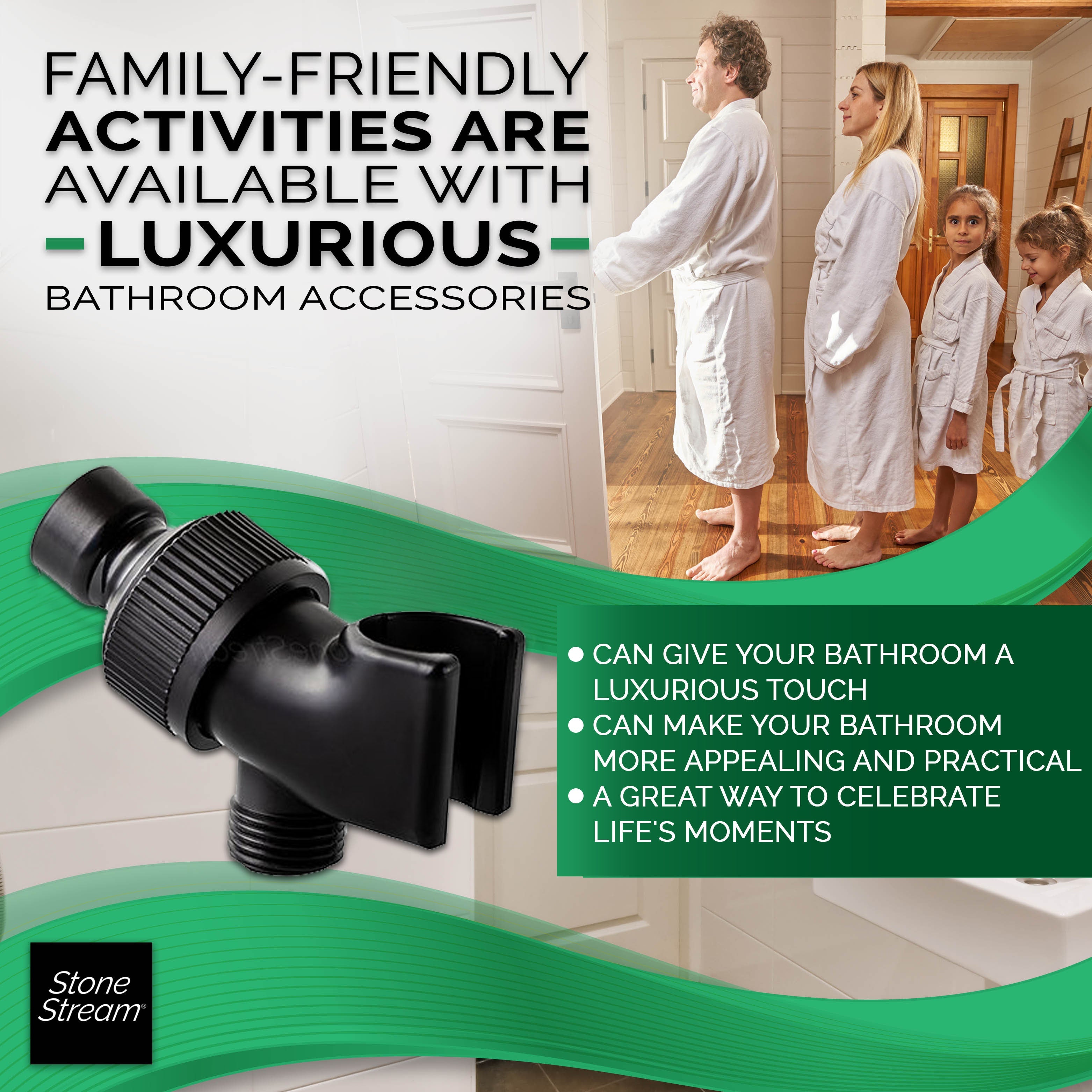 Adaptador de chuveiro para chuveiros de mão - preto
