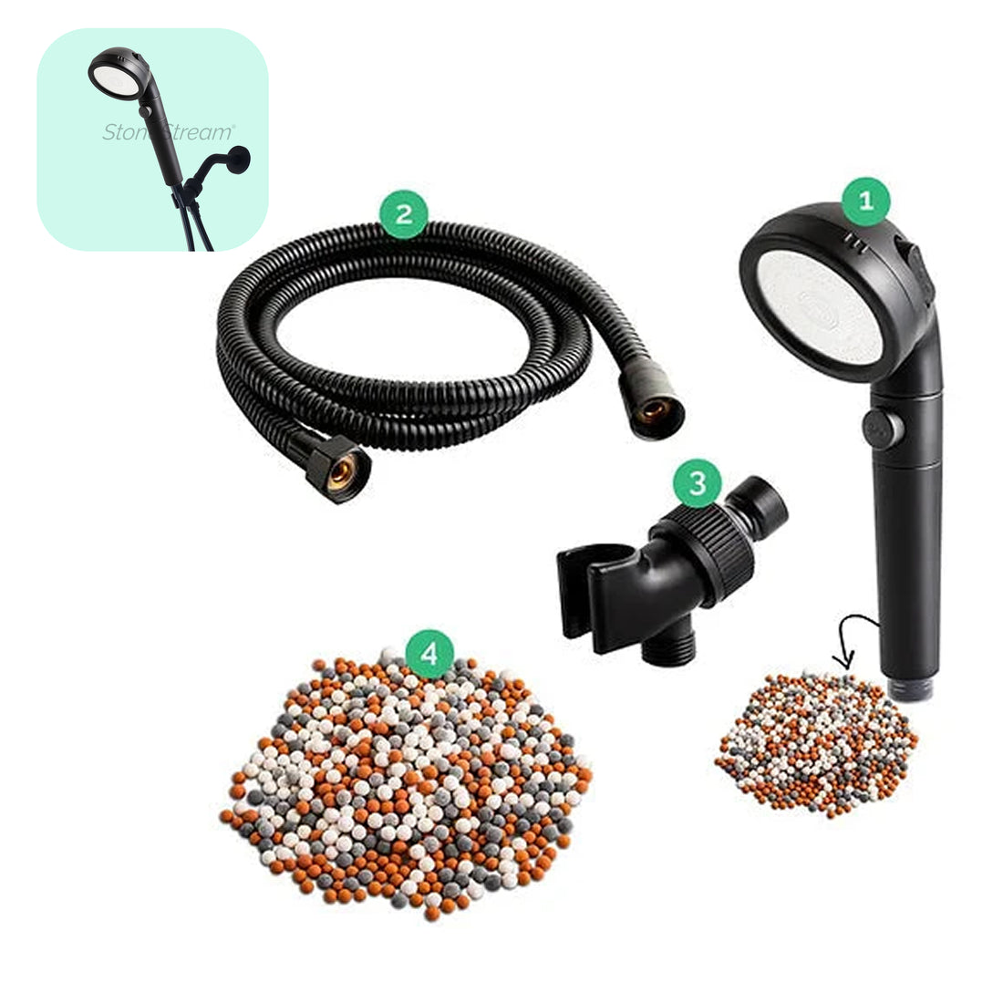 Cabeça de chuveiro de ecopower preto