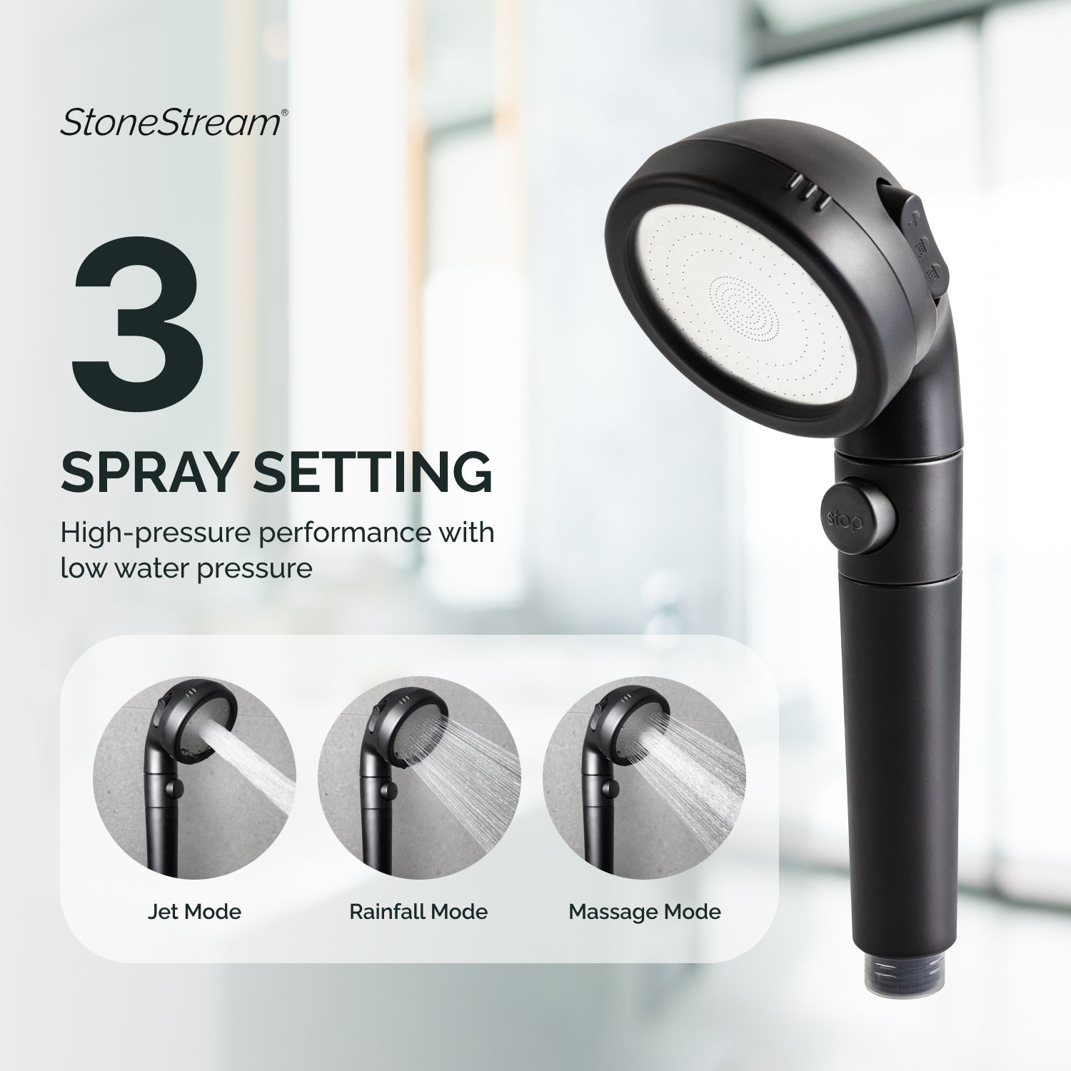 Ecopower 4-in-1 Vitamina C Black Shower Head Kit