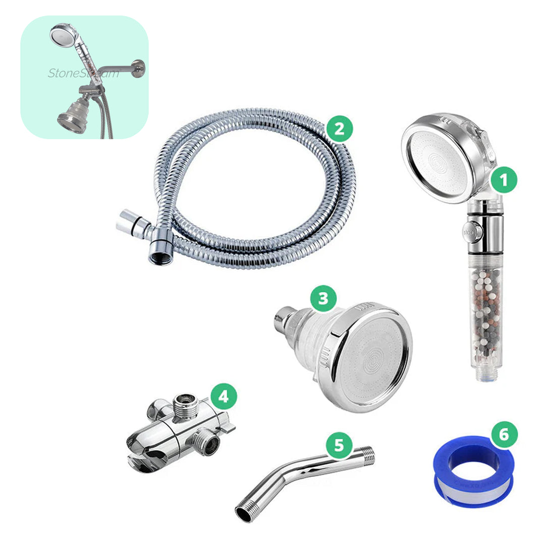 Cabeça de chuveiro portátil de alta pressão + combinação de chuveiro de parede