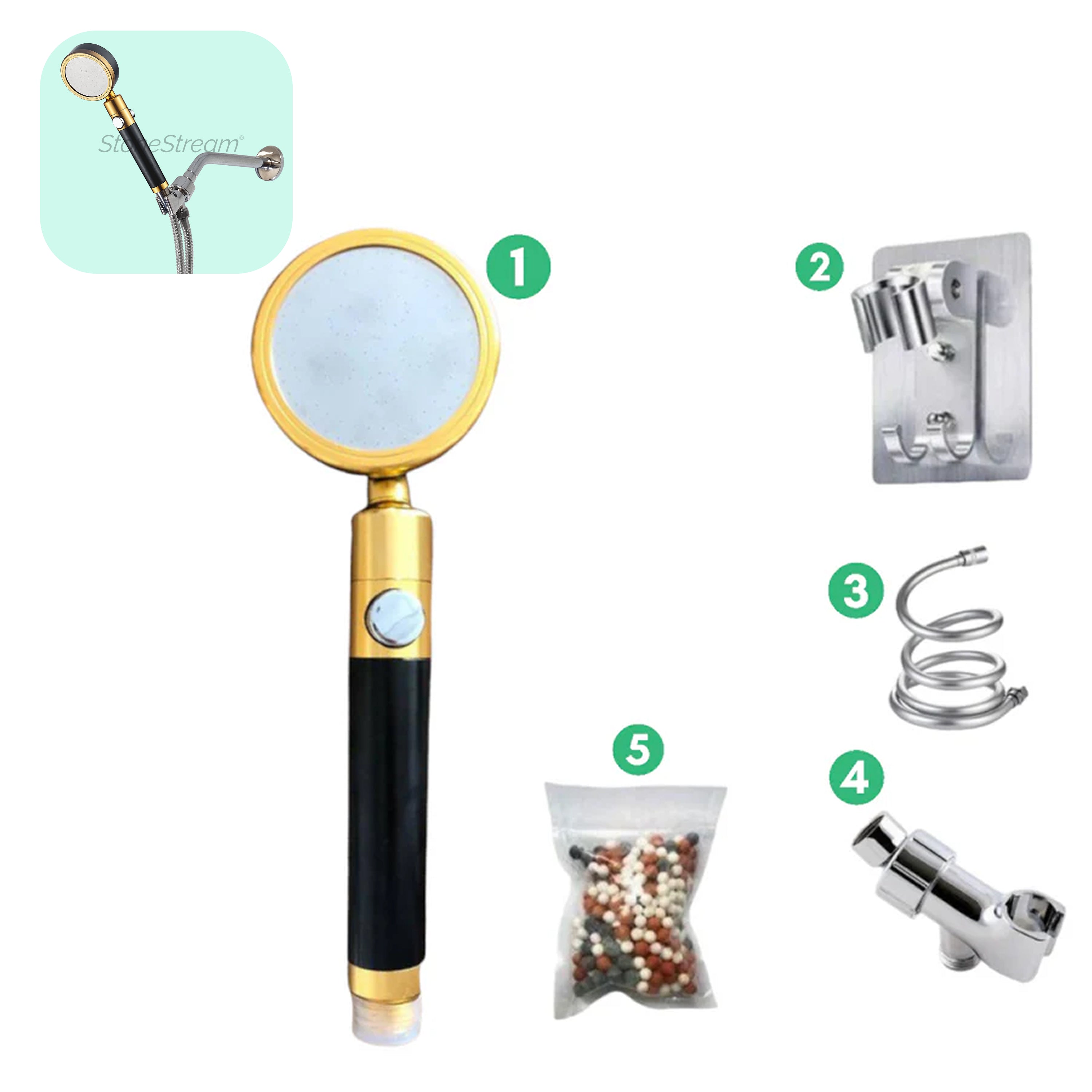 Cabeça de chuveiro metálica Ecolux