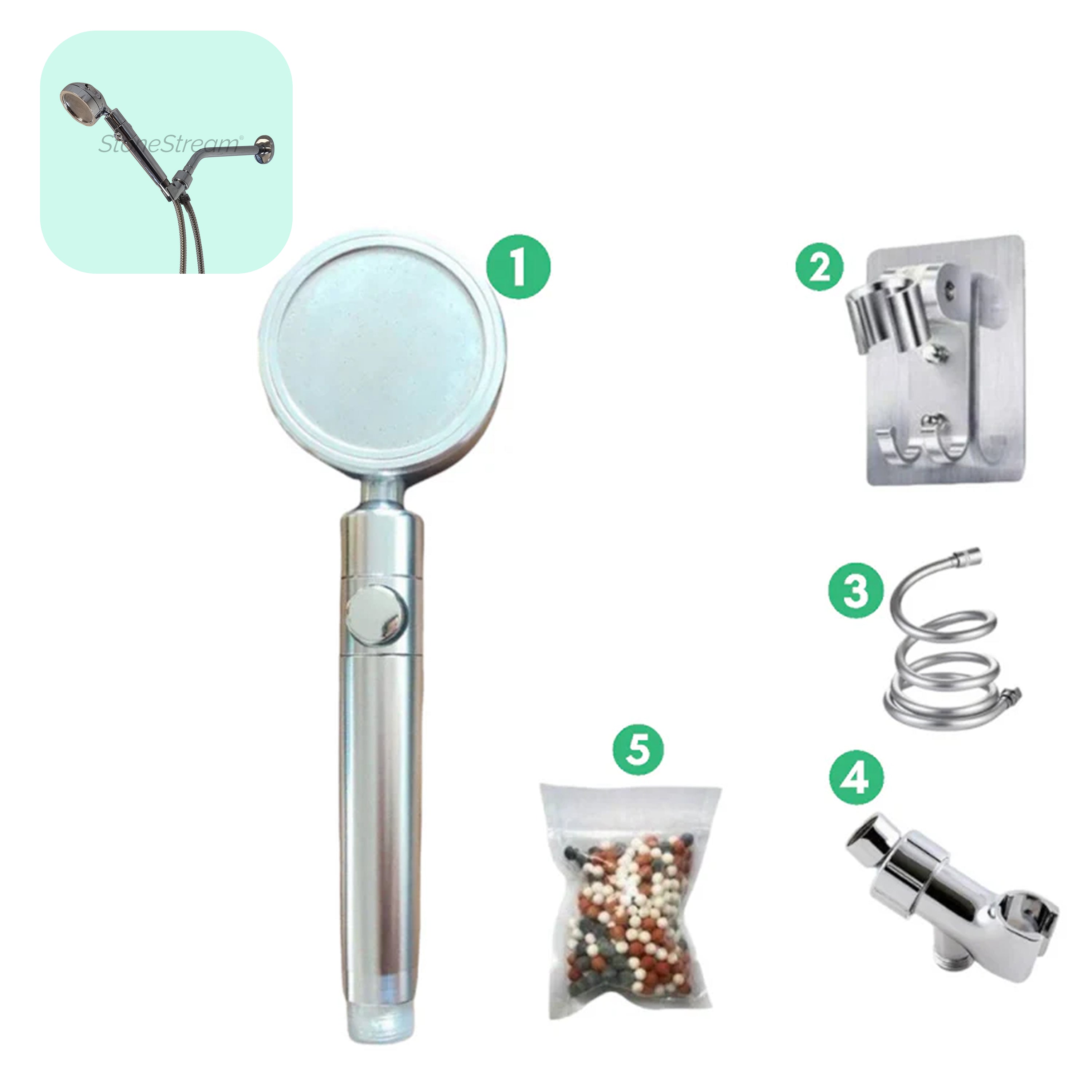 Cabeça de chuveiro metálica Ecolux