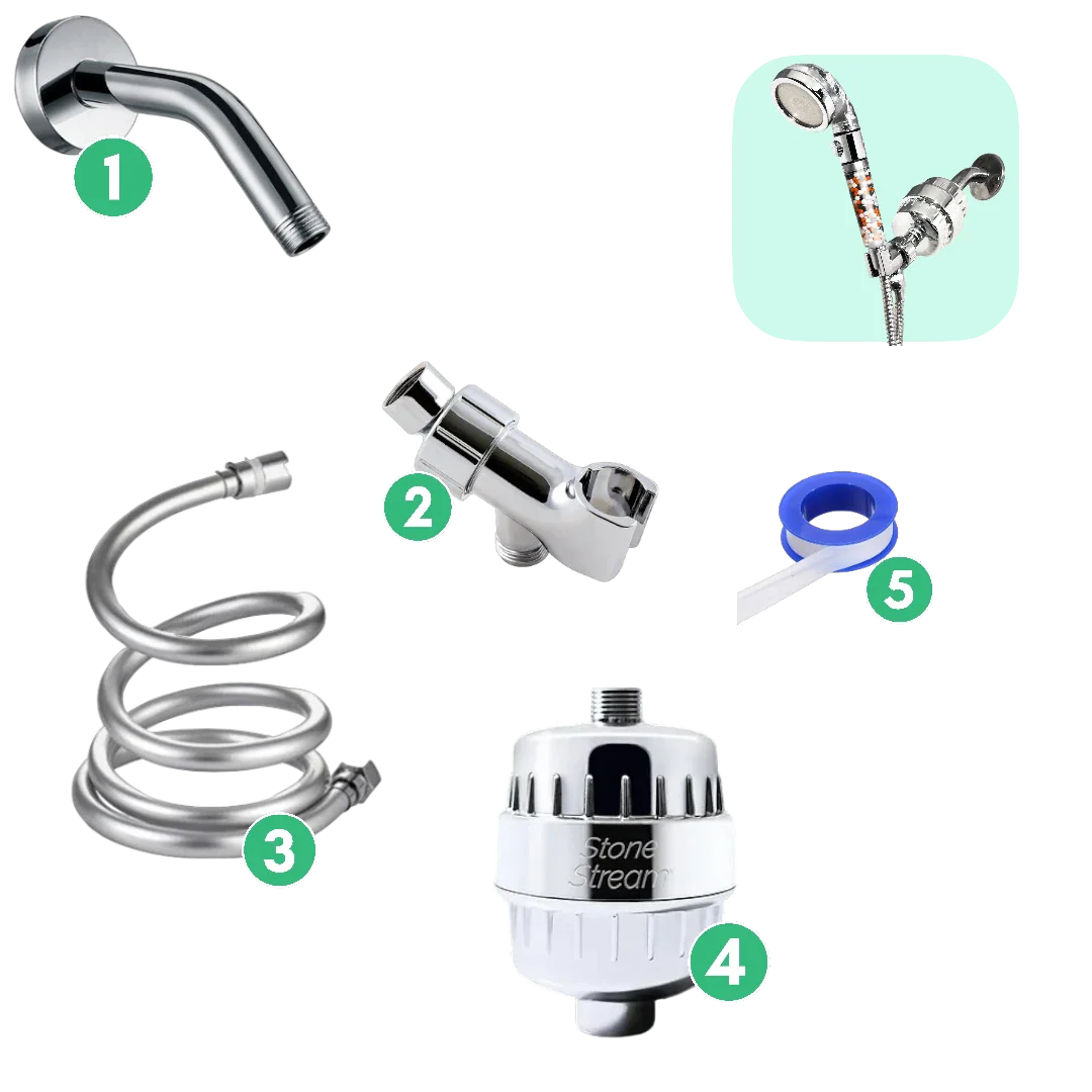 Kit de instalação de parede + filtro de água dura -cromado