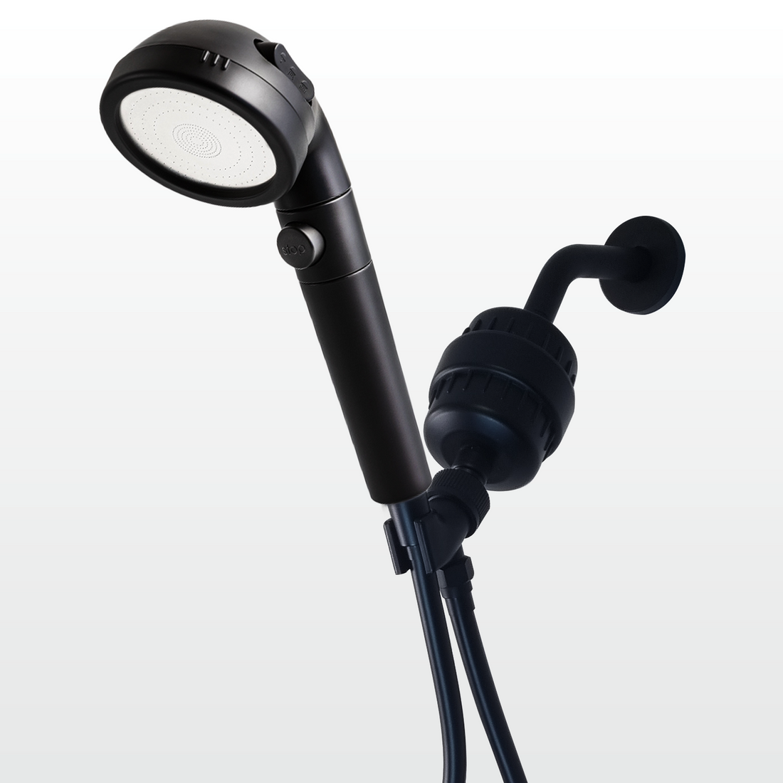 Cabeça de chuveiro Ecopower preta com kit de filtragem de água dura