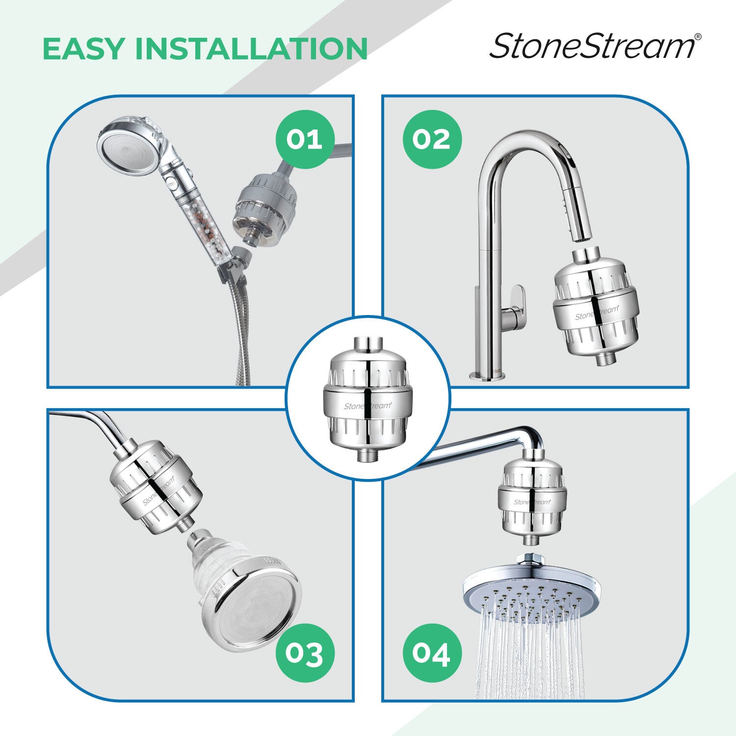 Filtro de chuveiro de água dura