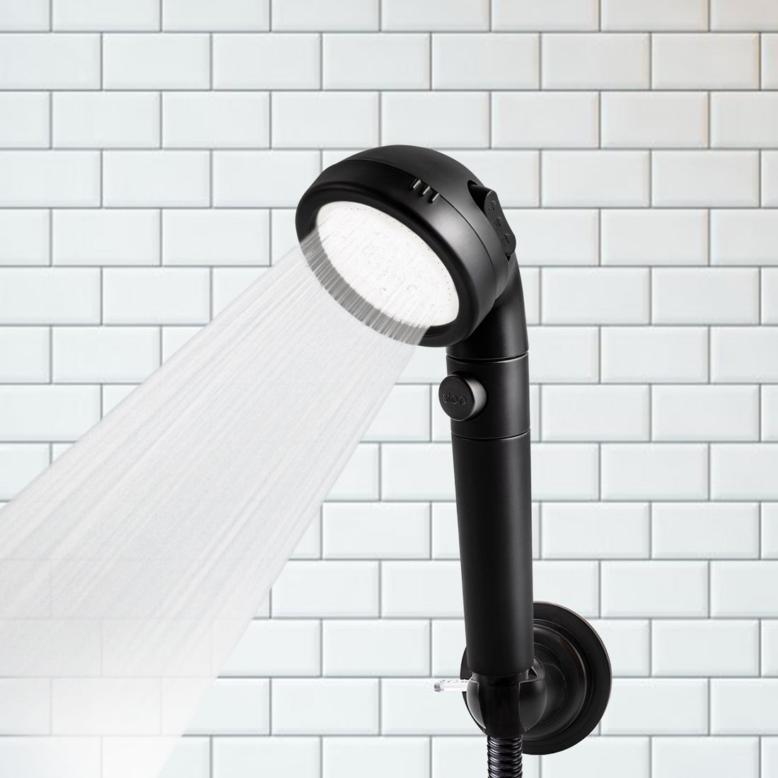 Suporte ajustável para chuveiro de sucção preto