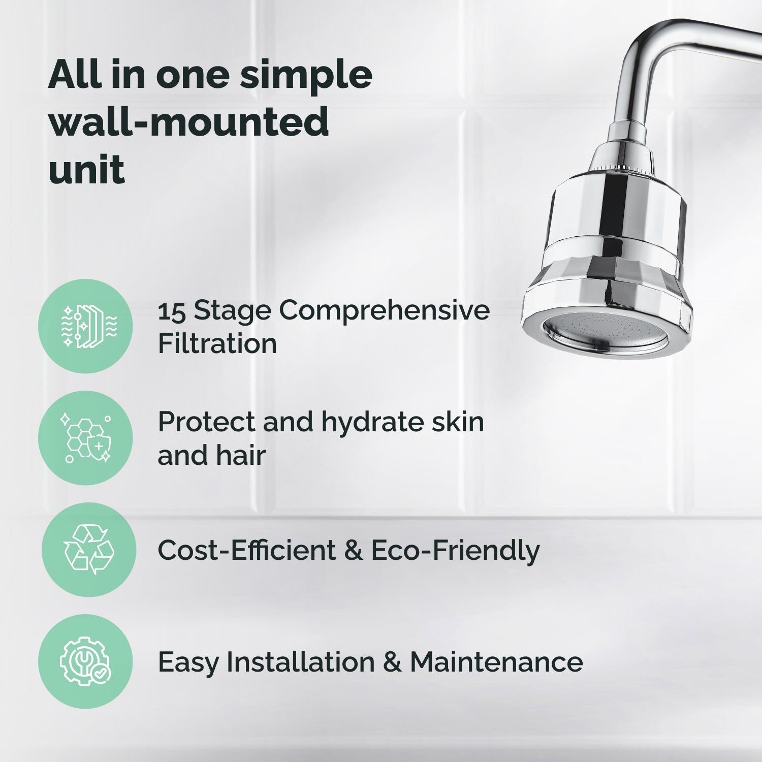 Filtração de 15 estágios Ecolux Wall Shower Head