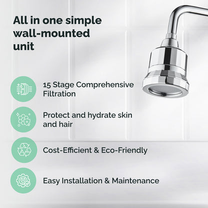 Filtração de 15 estágios Ecolux Wall Shower Head