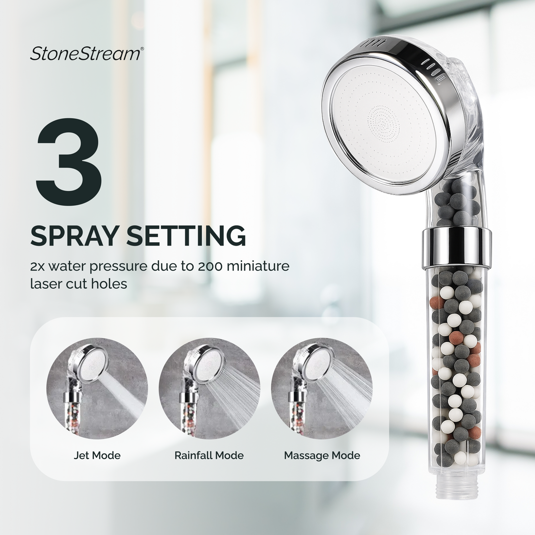 Cabeça de chuveiro iônica filtrada Ecopower compatível com chuveiro elétrico