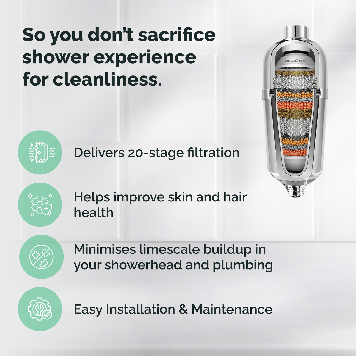 Filtro avançado de chuveiro de água dura