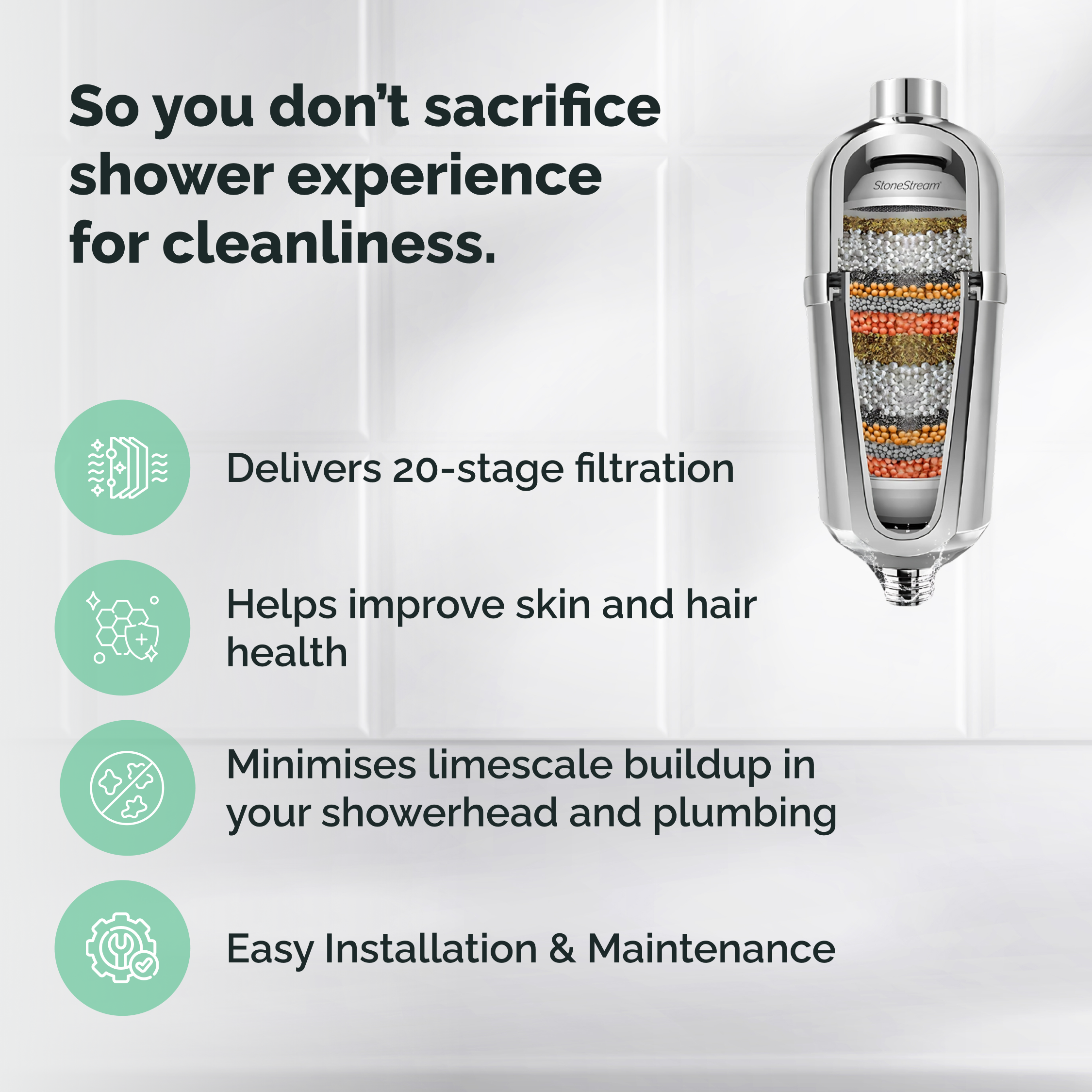 Filtro avançado de chuveiro de água dura