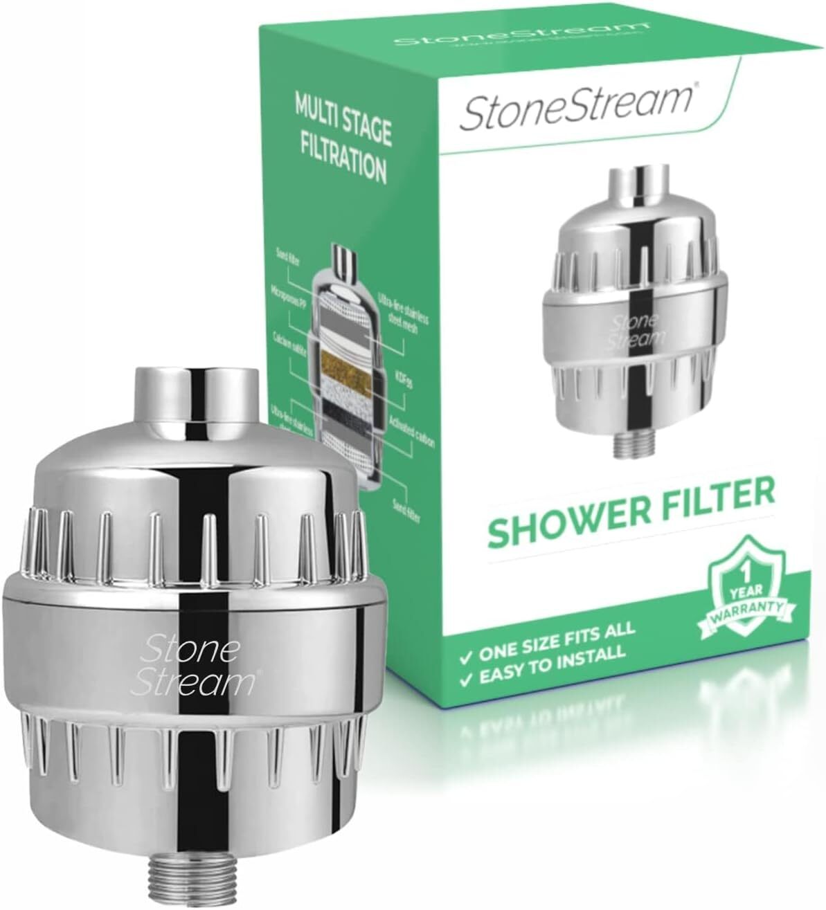 Sistema de filtro de duche ecológico para águas duras StoneStream
