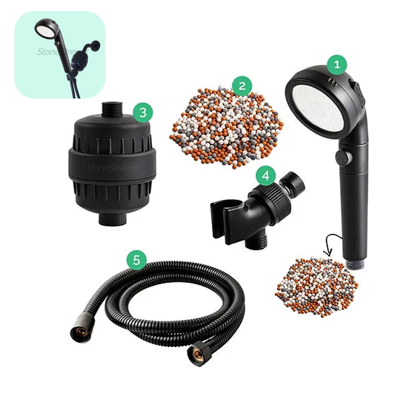 Cabeça de chuveiro de ecopower preto