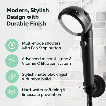Cabeça de chuveiro de ecopower preto