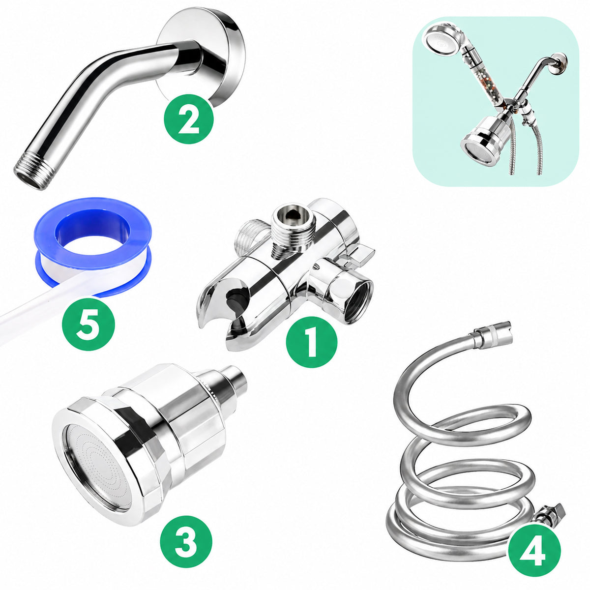 Kit de Instalação de Parede + Filtro de Água Dura - Cromado