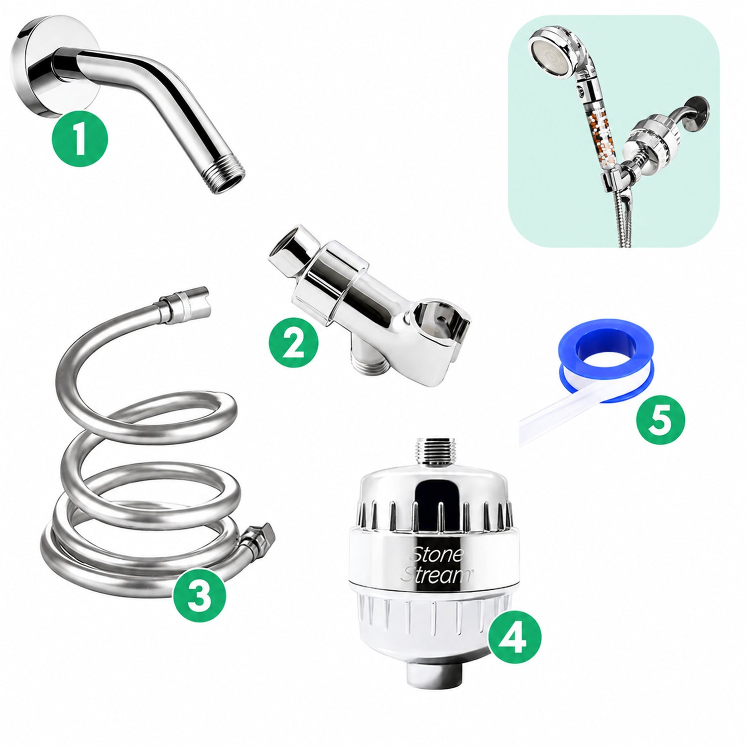 Kit de douche filtration eau dure - Chrome