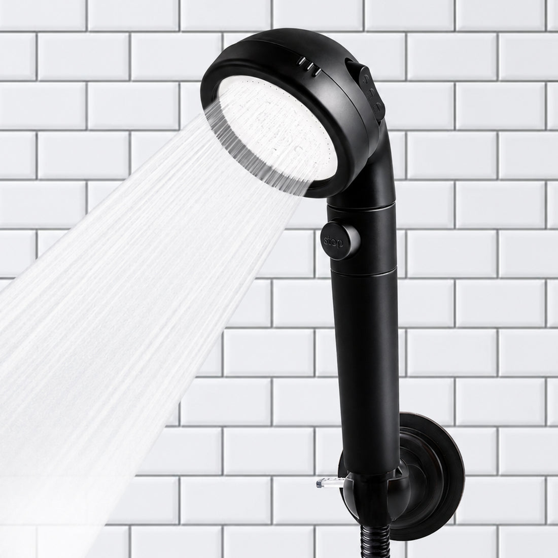 Suporte para chuveiro com ventosa ajustável preto